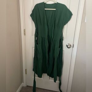 Green Wrap Dress with Tie.